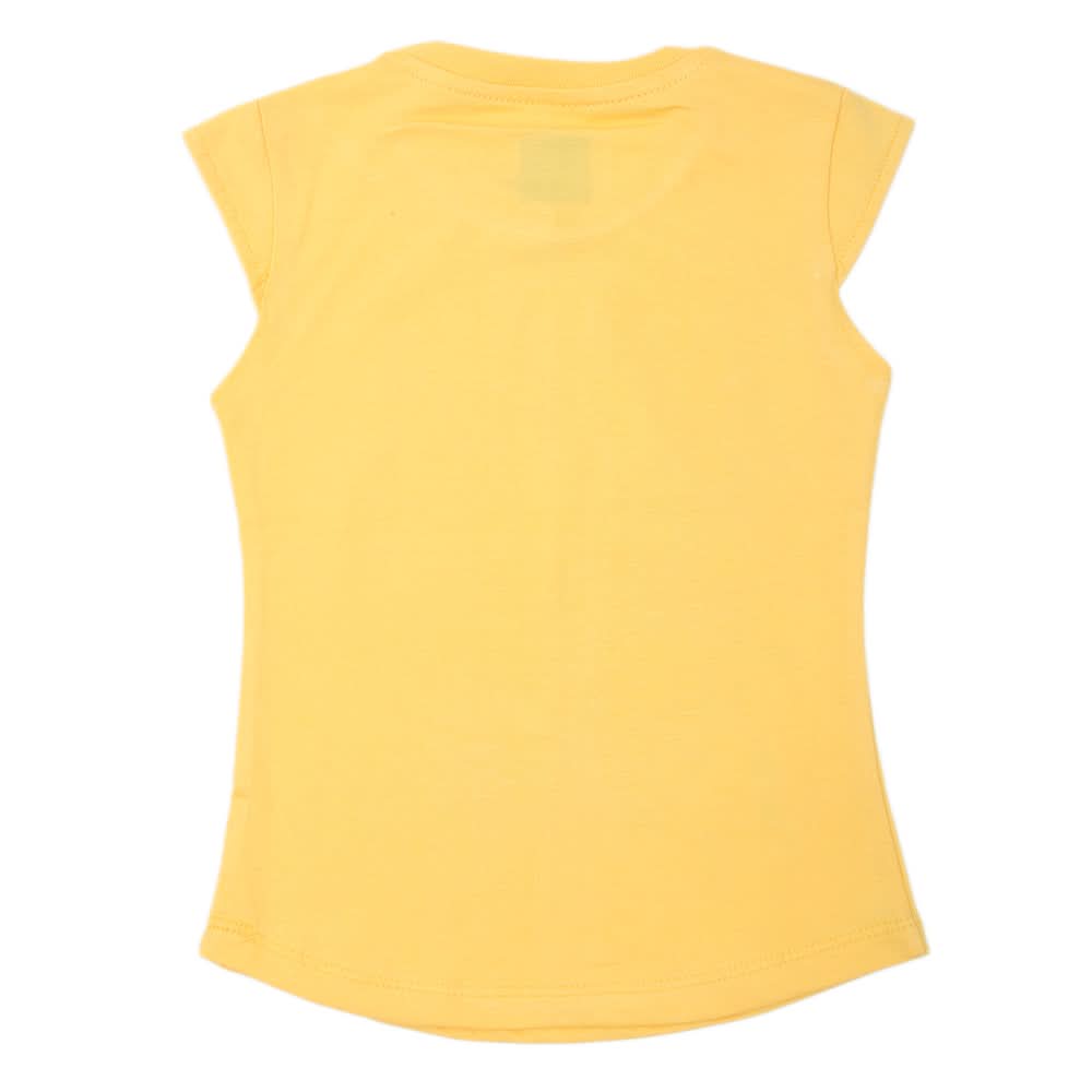 Girls Printed Half Sleeves T-Shirt 4695 - Yellow, Kids, Girls T-Shirts, Chase Value, Chase Value
