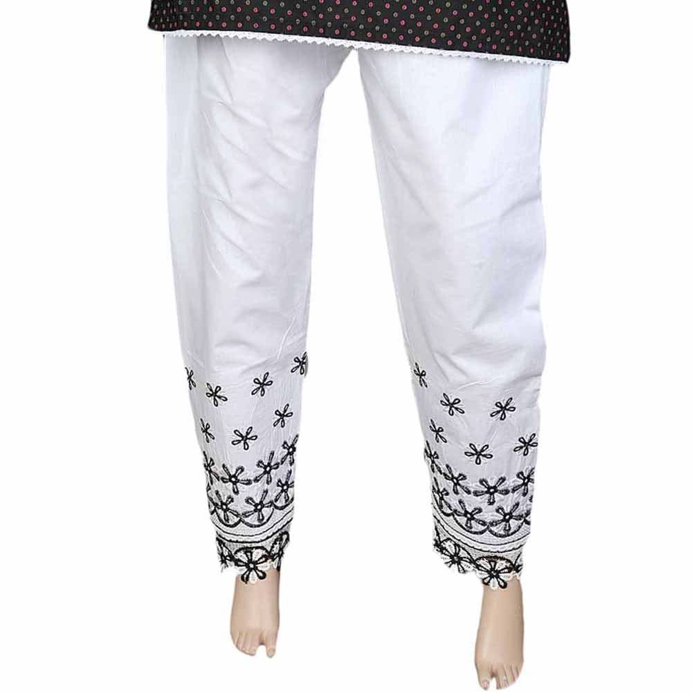 Women's Embroidered Trouser - White, Women, Pants & Tights, Chase Value, Chase Value