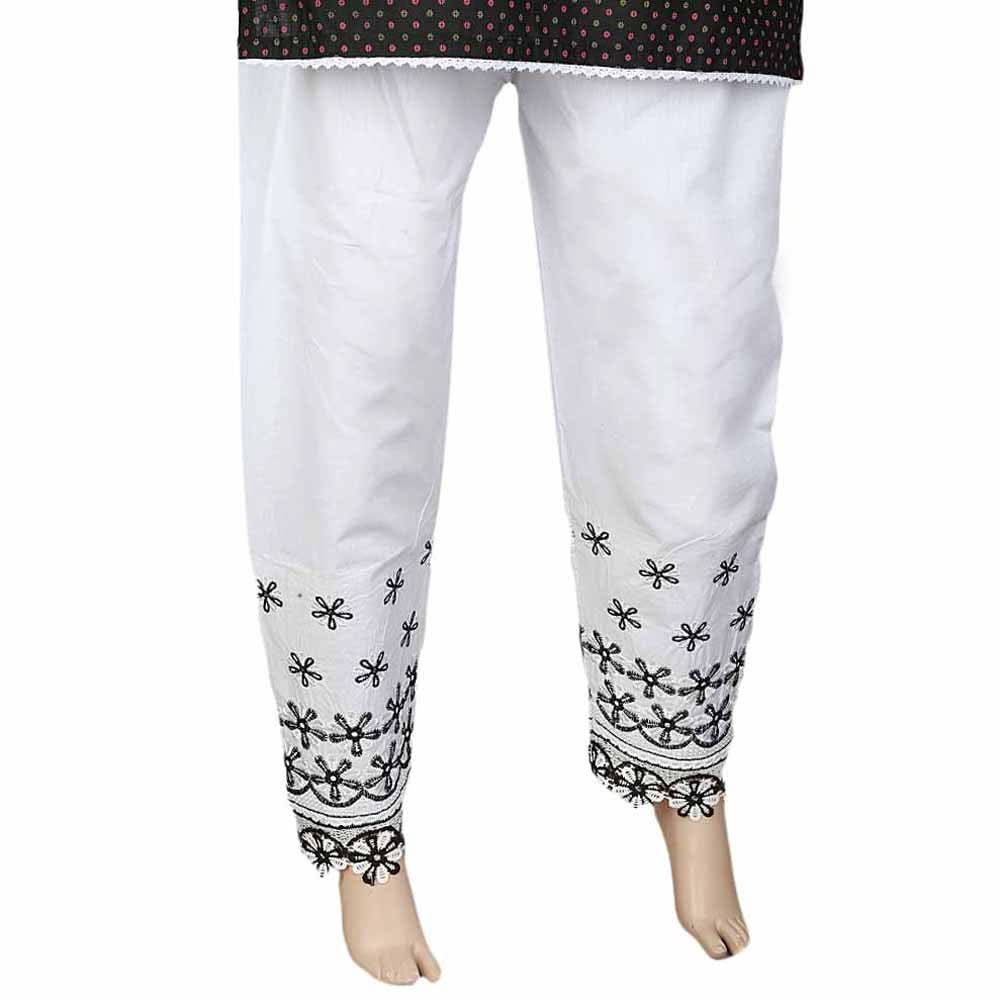 Women's Embroidered Trouser - White, Women, Pants & Tights, Chase Value, Chase Value