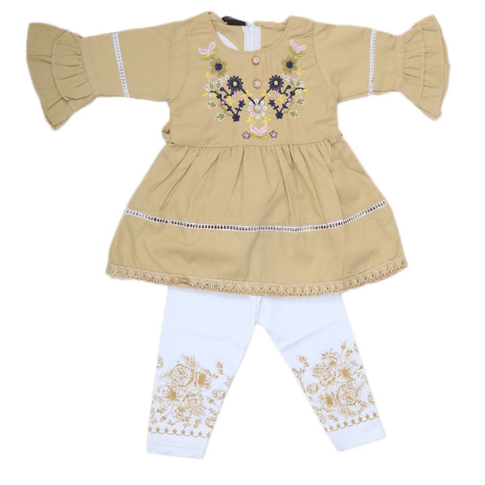 Girls Half Sleeves Tights Suit - Beige, Kids, Girls Sets And Suits, Chase Value, Chase Value