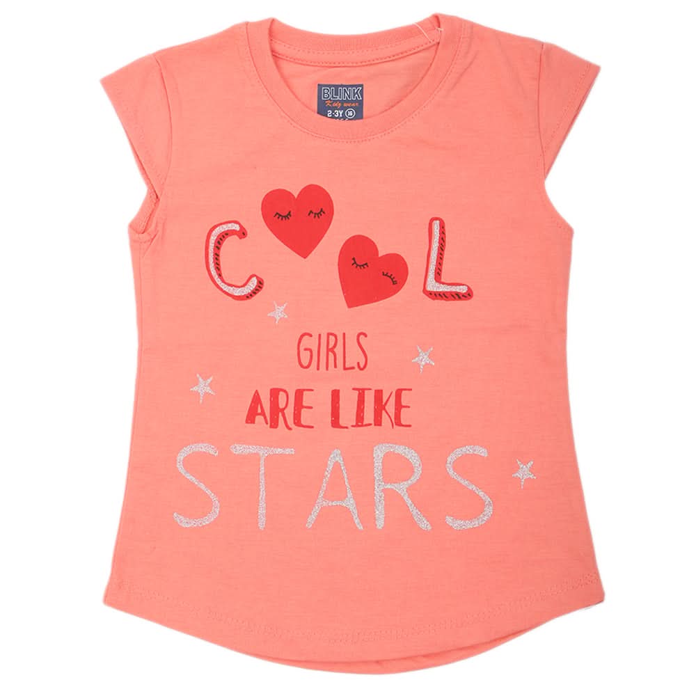 Girls Printed Half Sleeves T-Shirt 4692 - Pink, Kids, Girls T-Shirts, Chase Value, Chase Value