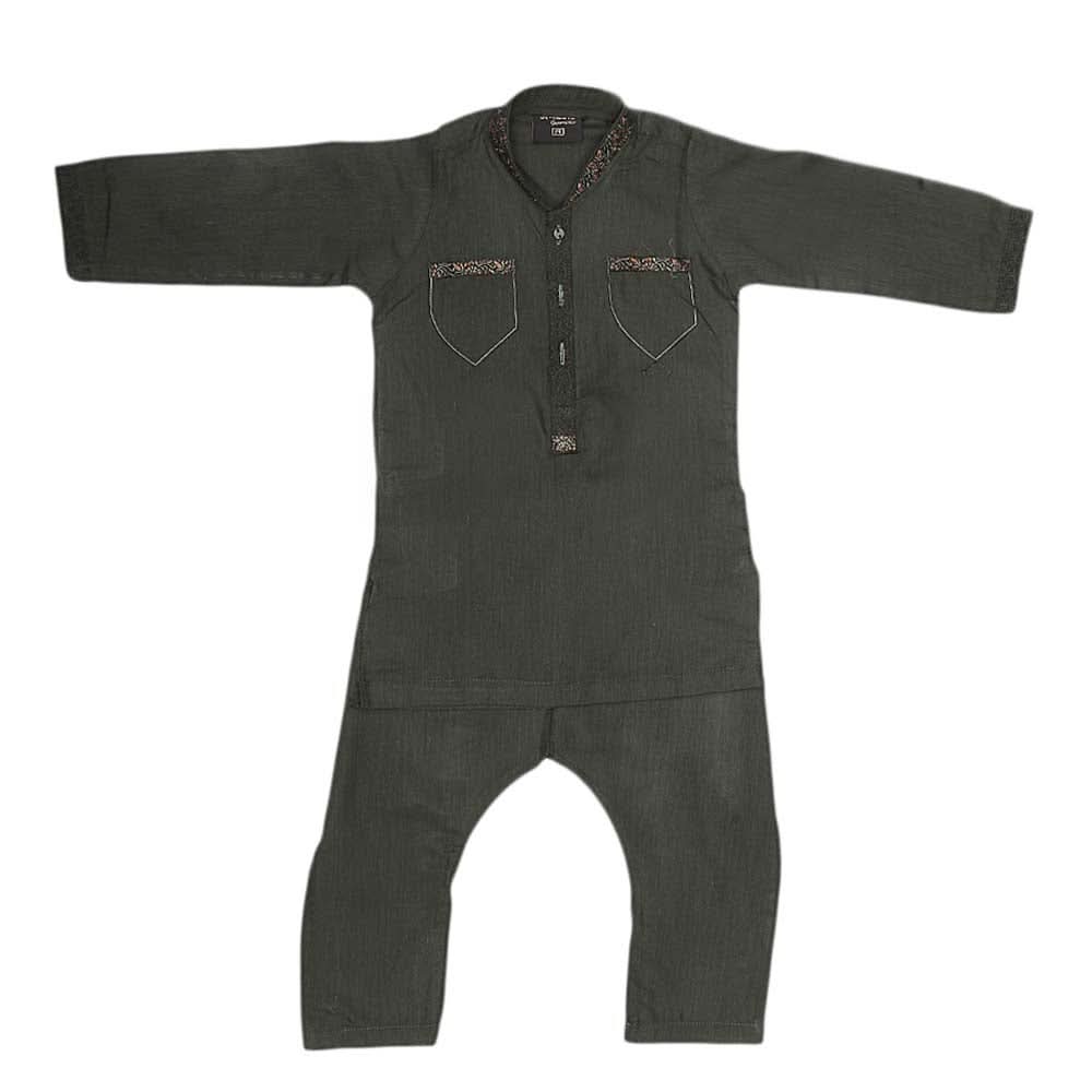 Boys Embroidered Shalwar Kameez - Olive Green, Kids, Boys Shalwar Kameez, Chase Value, Chase Value