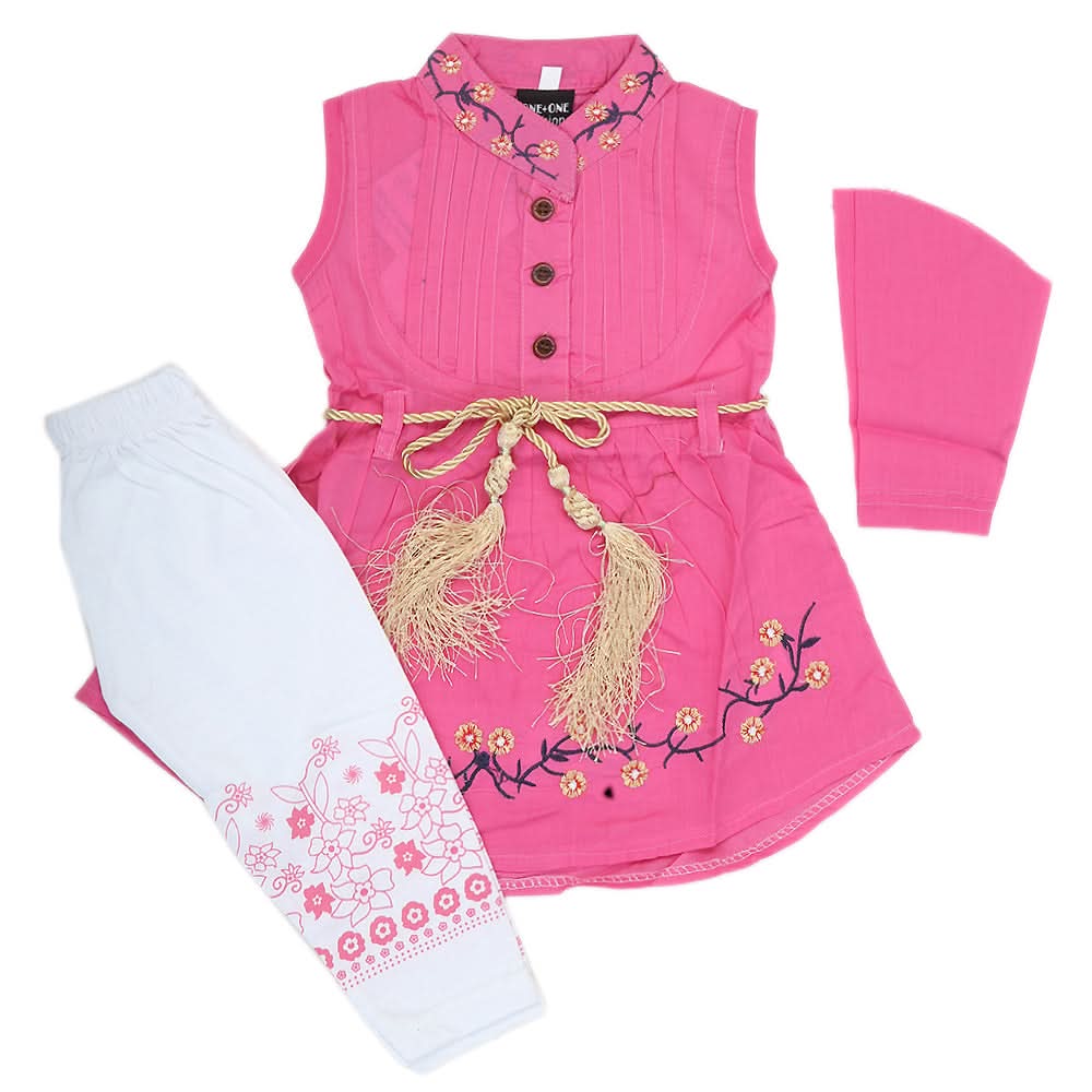Girls Half Sleeves Tights Suit - Pink, Kids, Girls Sets And Suits, Chase Value, Chase Value