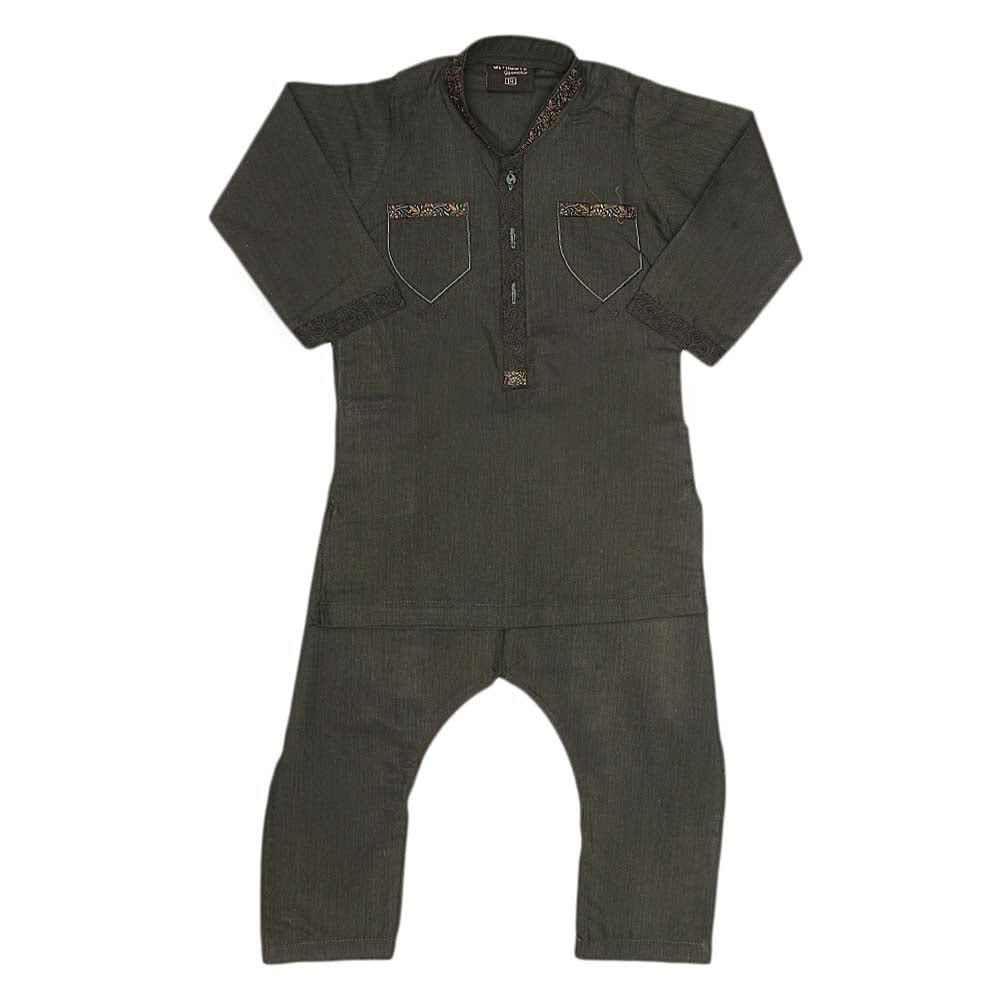 Boys Embroidered Shalwar Kameez - Olive Green, Kids, Boys Shalwar Kameez, Chase Value, Chase Value