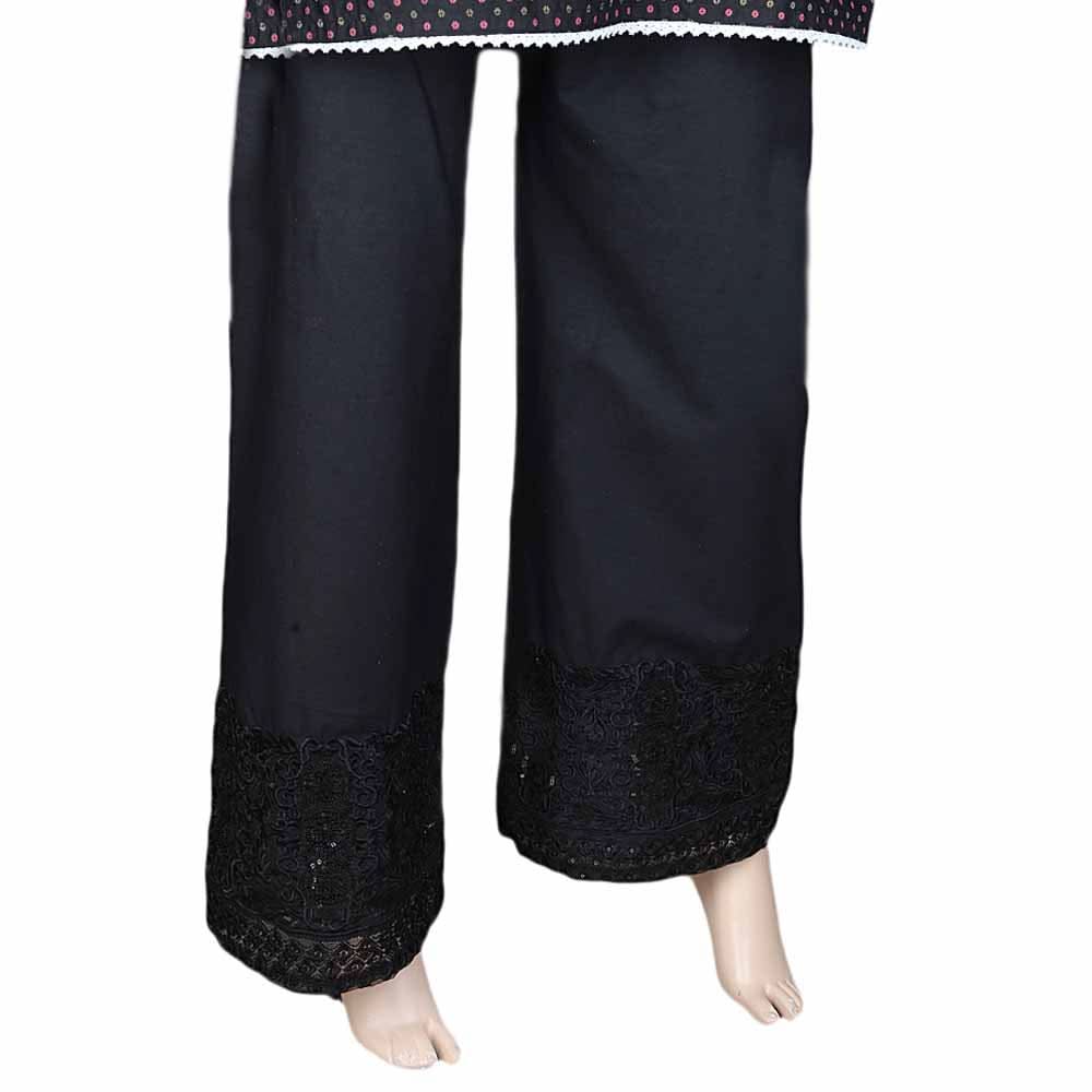 Women's Bell Bottom Embroidered Trouser - Black, Women, Pants & Tights, Chase Value, Chase Value