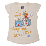 Girls Printed Half Sleeves T-Shirt 4693 - Beige, Kids, Girls T-Shirts, Chase Value, Chase Value