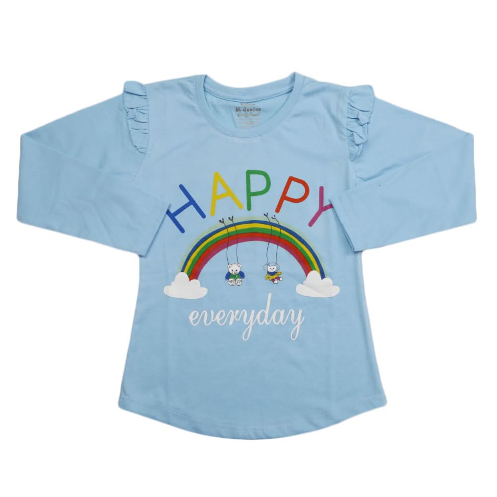 Girls Full Sleeves Jersey T-Shirt - Blue, Kids, Girls T-Shirts, Chase Value, Chase Value