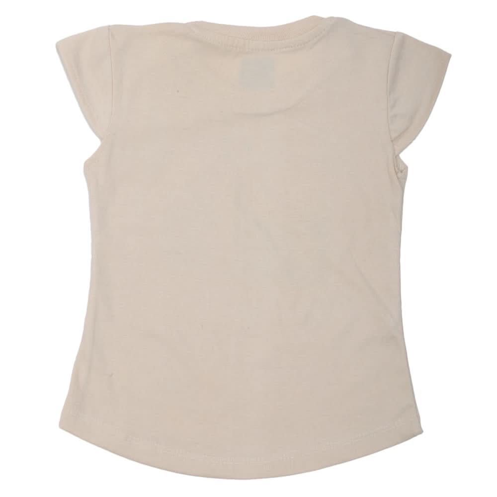 Girls Printed Half Sleeves T-Shirt 4693 - Beige, Kids, Girls T-Shirts, Chase Value, Chase Value