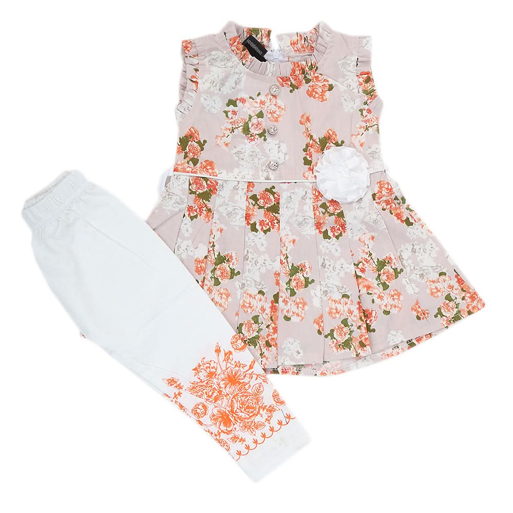 Girls Half Sleeves Tights Suit - Tea Pink, Kids, Girls Sets And Suits, Chase Value, Chase Value