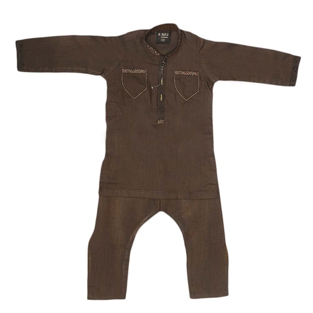 Boys Embroidered Shalwar Kameez - Coffee, Kids, Boys Shalwar Kameez, Chase Value, Chase Value