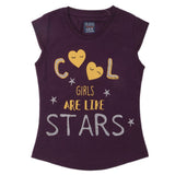 Girls Printed Half Sleeves T-Shirt 4692 - Purple, Kids, Girls T-Shirts, Chase Value, Chase Value