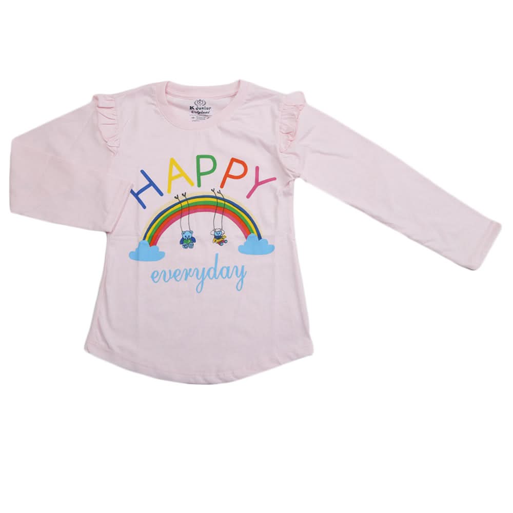 Girls Full Sleeves Jersey T-Shirt - Light Pink, Kids, Girls T-Shirts, Chase Value, Chase Value