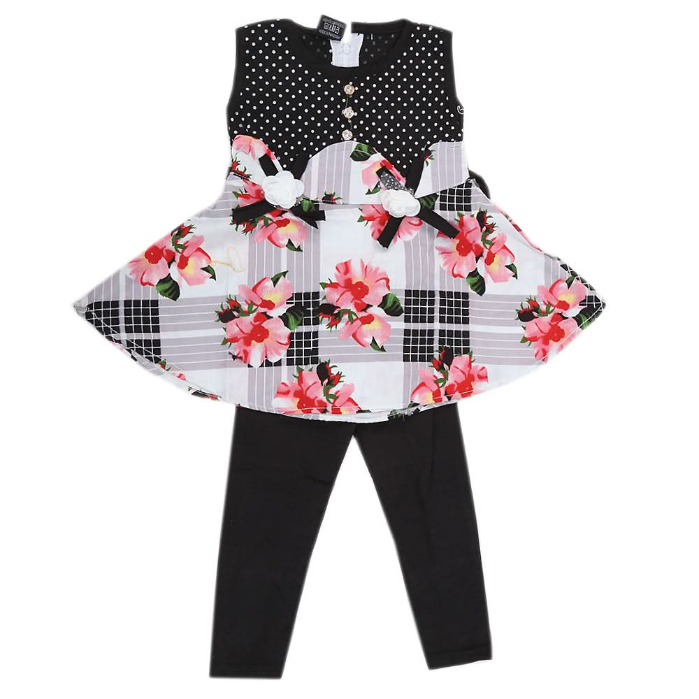 Girls Half Sleeves Tights Suit - Black, Kids, Girls Sets And Suits, Chase Value, Chase Value