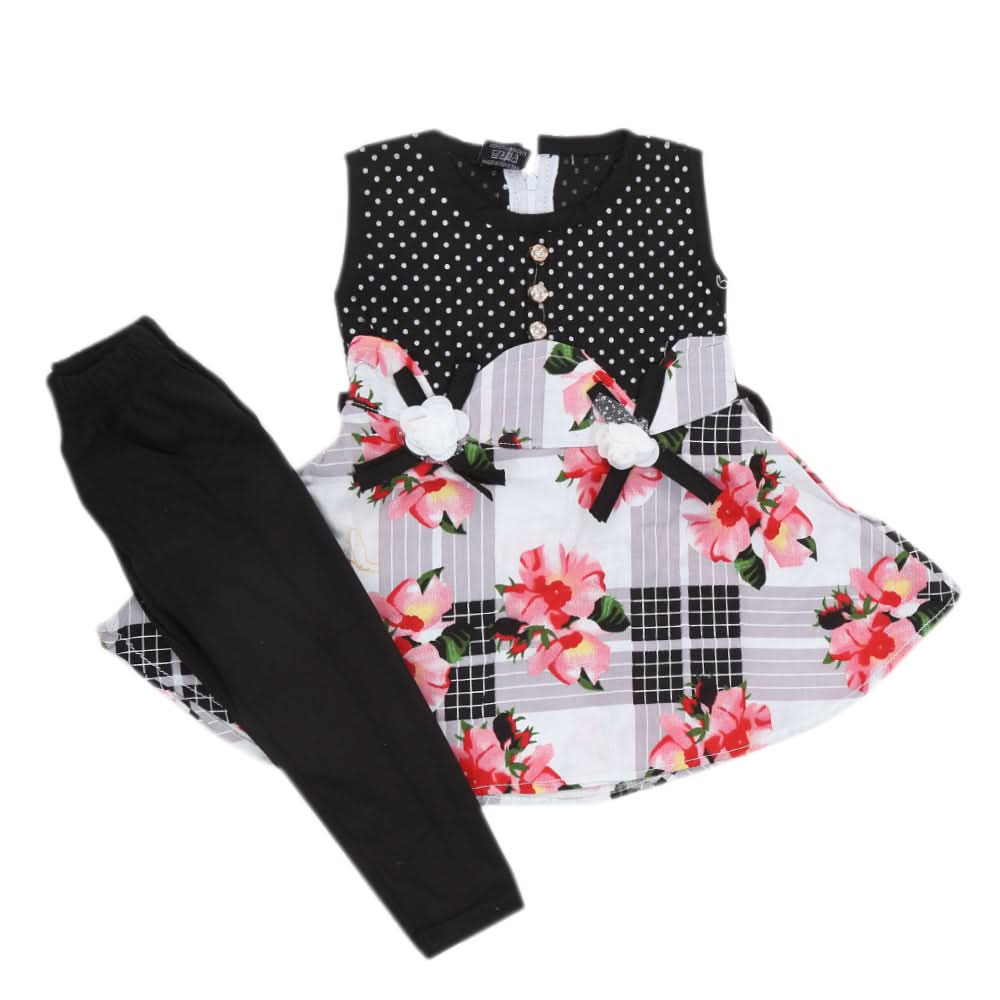 Girls Half Sleeves Tights Suit - Black, Kids, Girls Sets And Suits, Chase Value, Chase Value