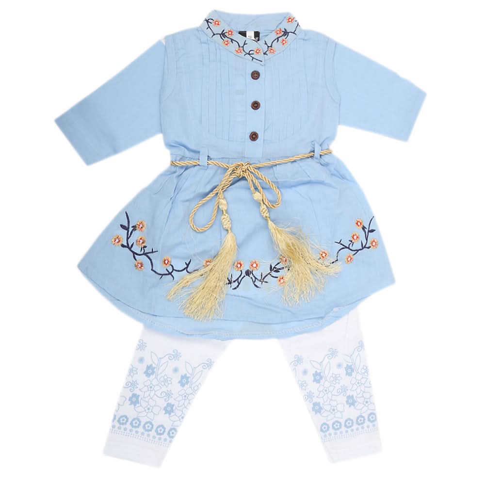 Girls Half Sleeves Tights Suit - Blue, Kids, Girls Sets And Suits, Chase Value, Chase Value