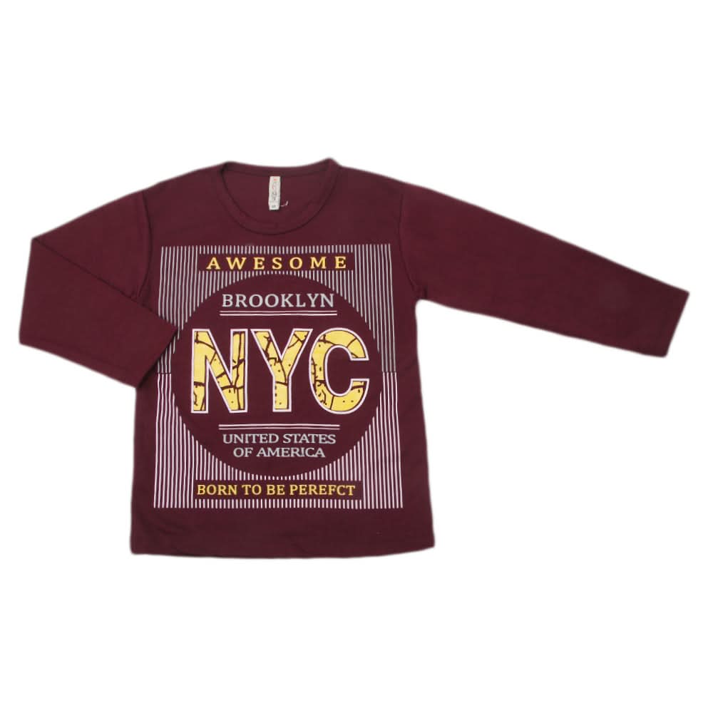 Boys Full Sleeves T-Shirt - Dark Purple, Kids, Boys T-Shirts, Chase Value, Chase Value