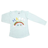 Girls Full Sleeves Jersey T-Shirt - Cyan, Kids, Girls T-Shirts, Chase Value, Chase Value