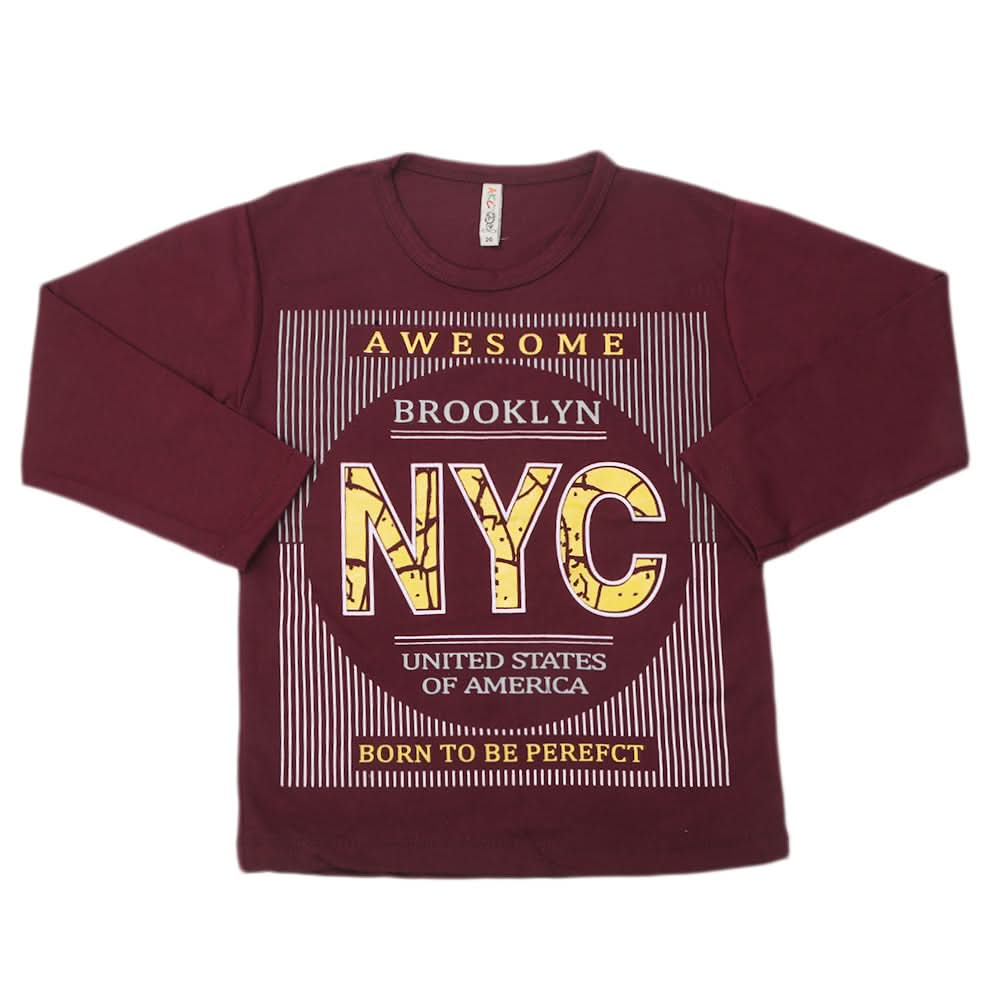 Boys Full Sleeves T-Shirt - Dark Purple, Kids, Boys T-Shirts, Chase Value, Chase Value