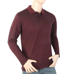 Men's Full Sleeves Polo T-Shirt - Maroon, Men, T-Shirts And Polos, Chase Value, Chase Value
