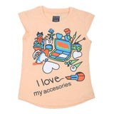 Girls Printed Half Sleeves T-Shirt 4703 - Peach, Kids, Girls T-Shirts, Chase Value, Chase Value