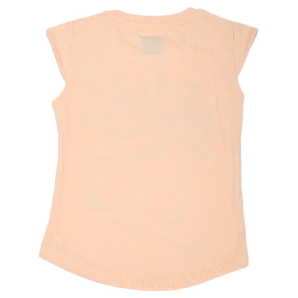 Girls Printed Half Sleeves T-Shirt 4703 - Peach, Kids, Girls T-Shirts, Chase Value, Chase Value