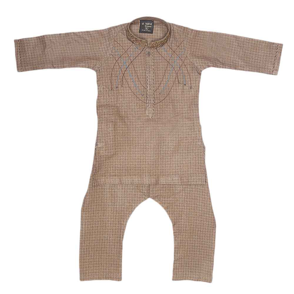 Boys Embroidered Shalwar Suit - Brown, Kids, Boys Shalwar Kameez, Chase Value, Chase Value