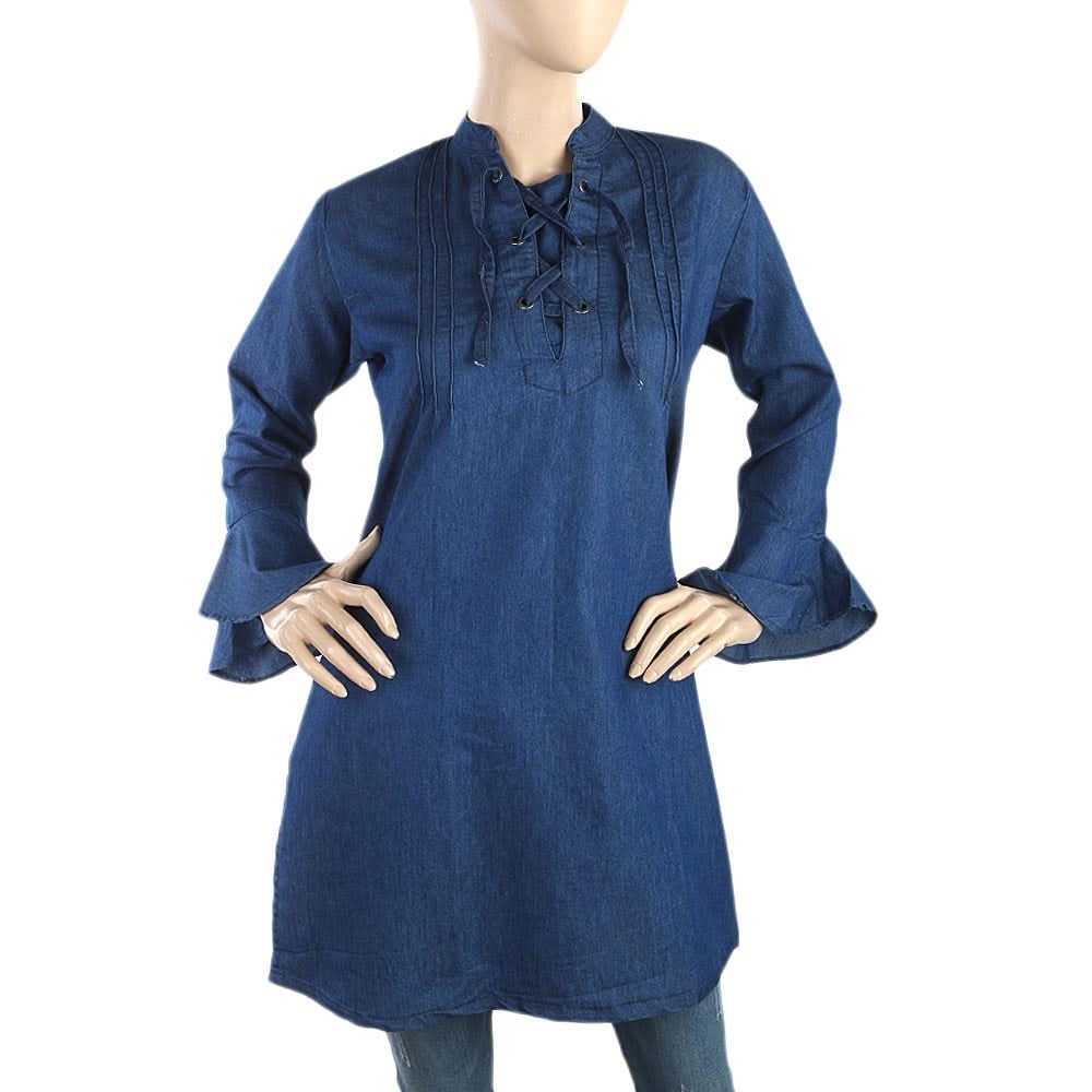 Women's Plain Kurti - Blue, Women, Ready Kurtis, Chase Value, Chase Value