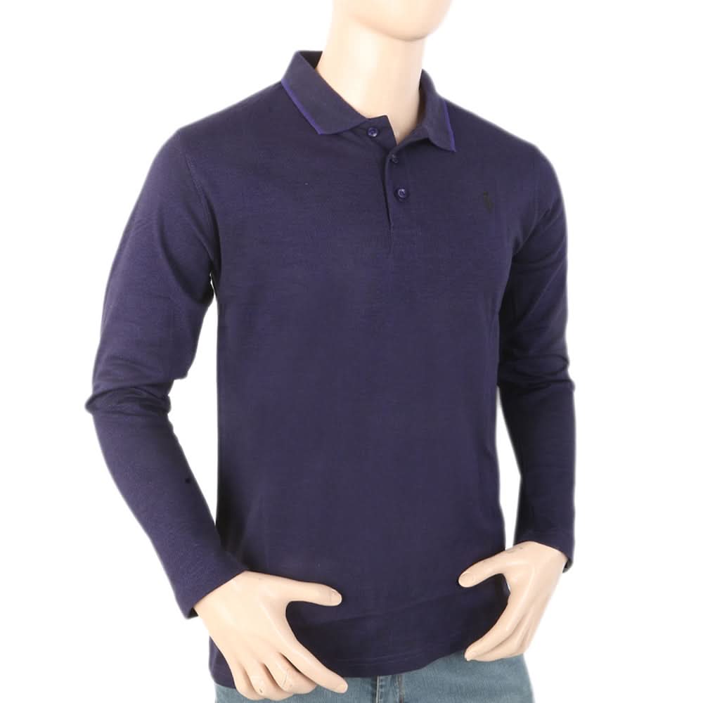 Men's Full Sleeves Polo T-Shirt - Purple, Men, T-Shirts And Polos, Chase Value, Chase Value