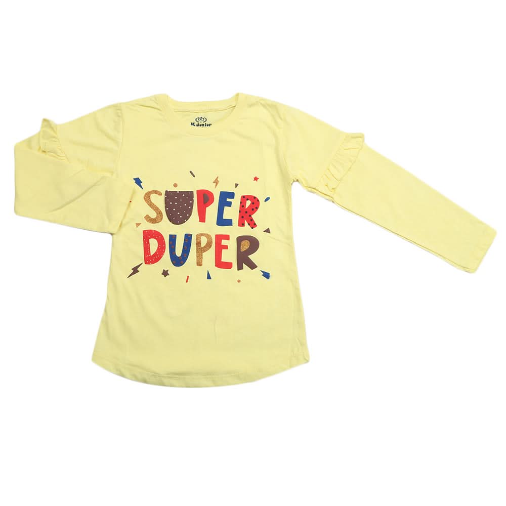 Girls Full Sleeves Jersey T-Shirt - Yellow, Kids, Girls T-Shirts, Chase Value, Chase Value