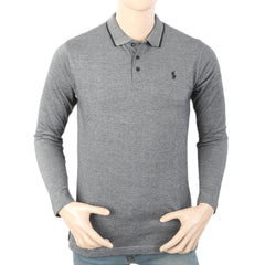 Men's Full Sleeves Polo T-Shirt - Grey, Men, T-Shirts And Polos, Chase Value, Chase Value