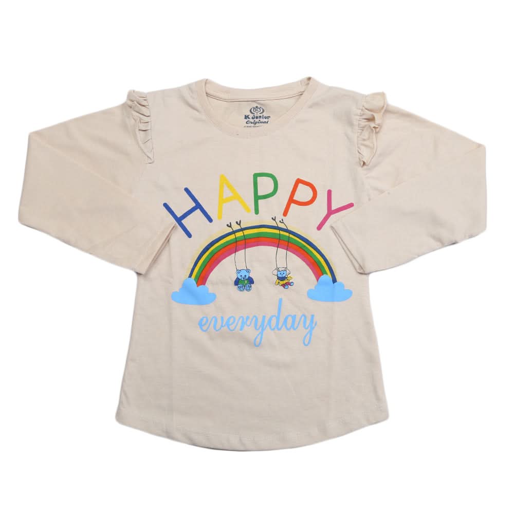 Girls Full Sleeves Jersey T-Shirt - Fawn, Kids, Girls T-Shirts, Chase Value, Chase Value