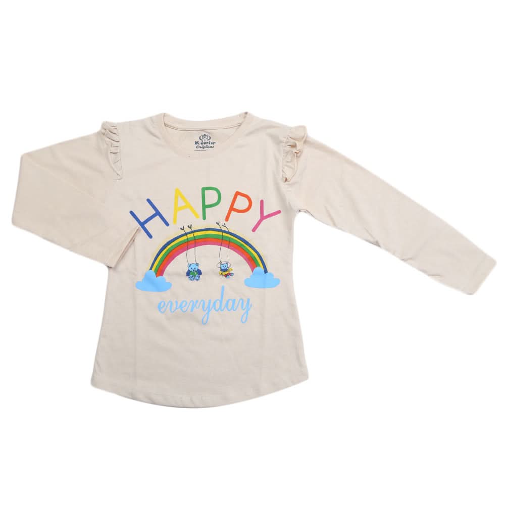 Girls Full Sleeves Jersey T-Shirt - Fawn, Kids, Girls T-Shirts, Chase Value, Chase Value