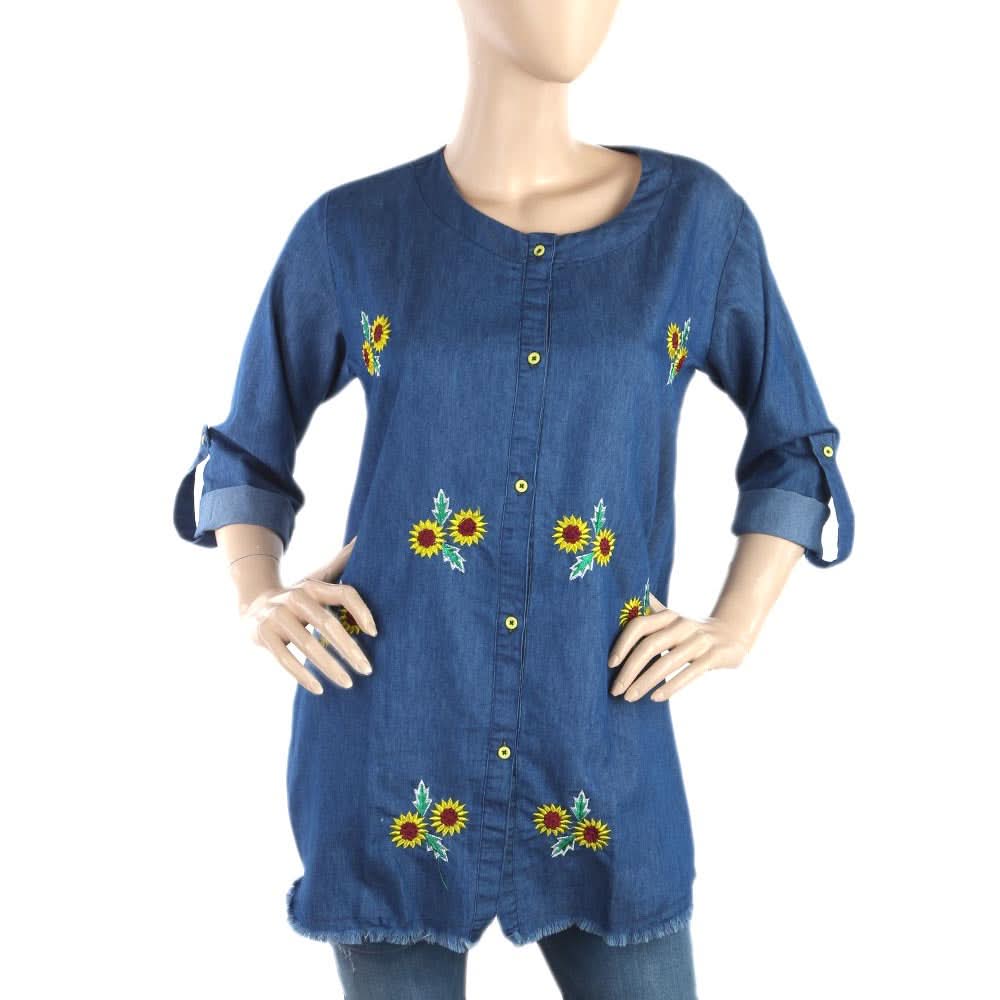 Women's Woven Denim Tops - Blue, Women, Ready Kurtis, Chase Value, Chase Value