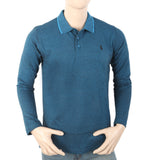 Men's Full Sleeves Polo T-Shirt - Steel Blue, Men, T-Shirts And Polos, Chase Value, Chase Value