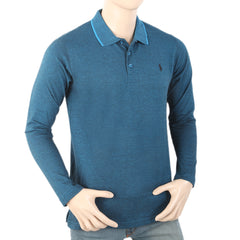 Men's Full Sleeves Polo T-Shirt - Steel Blue, Men, T-Shirts And Polos, Chase Value, Chase Value