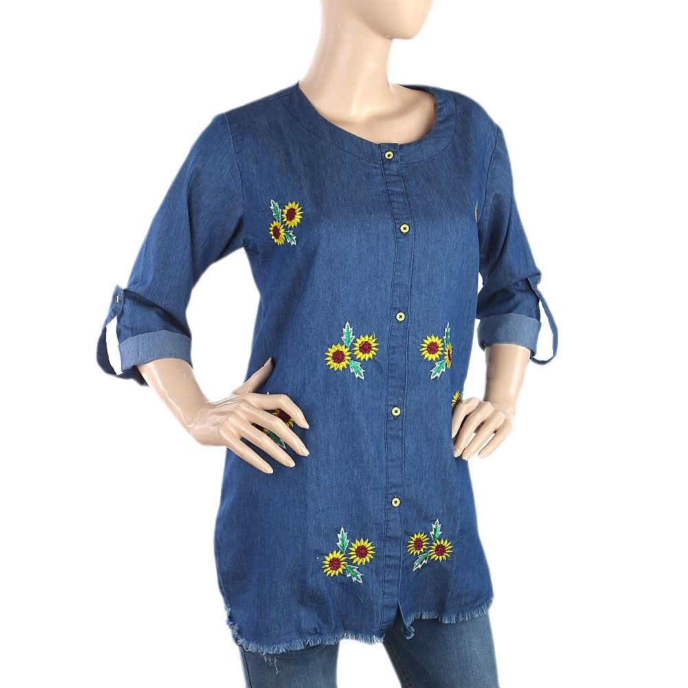 Women's Woven Denim Tops - Blue, Women, Ready Kurtis, Chase Value, Chase Value
