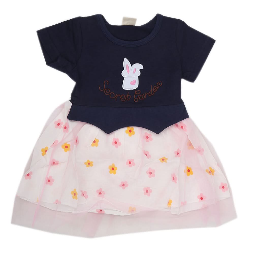 Newborn Girls Frock - Navy Blue, , Chase Value, Chase Value