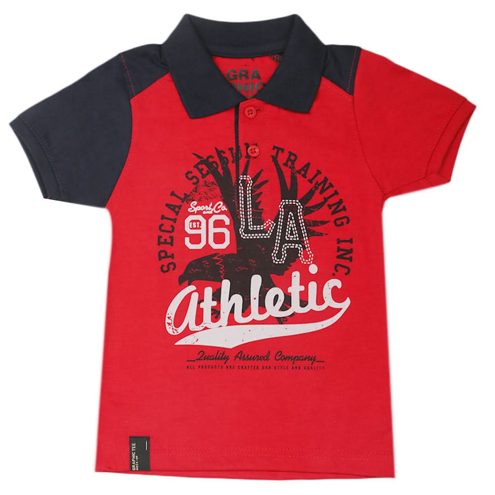 Boys Half Sleeves Polo T-Shirt - Red, Boys T-Shirts, Chase Value, Chase Value