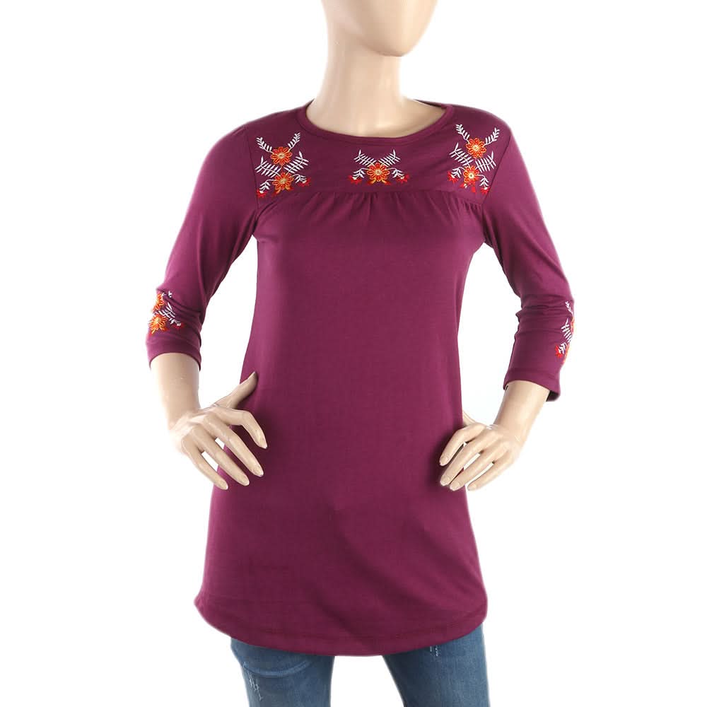 Women's Front Embroidery Yuck Top - Purple, Women, T-Shirts And Tops, Chase Value, Chase Value