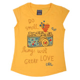 Girls Printed Half Sleeves T-Shirt 4693 - Yellow, Kids, Girls T-Shirts, Chase Value, Chase Value
