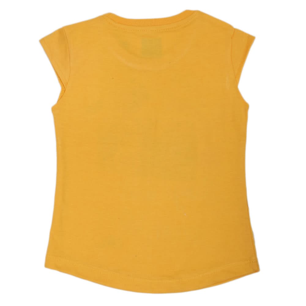 Girls Printed Half Sleeves T-Shirt 4693 - Yellow, Kids, Girls T-Shirts, Chase Value, Chase Value