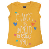 Girls Printed Half Sleeves T-Shirt 4700 - Yellow, Kids, Girls T-Shirts, Chase Value, Chase Value