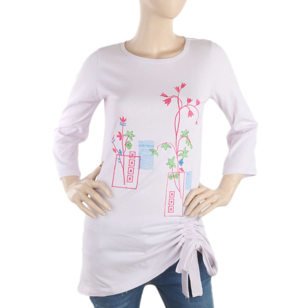 Women's Front Bottom Embroidered Top - Purple, Women, T-Shirts And Tops, Chase Value, Chase Value