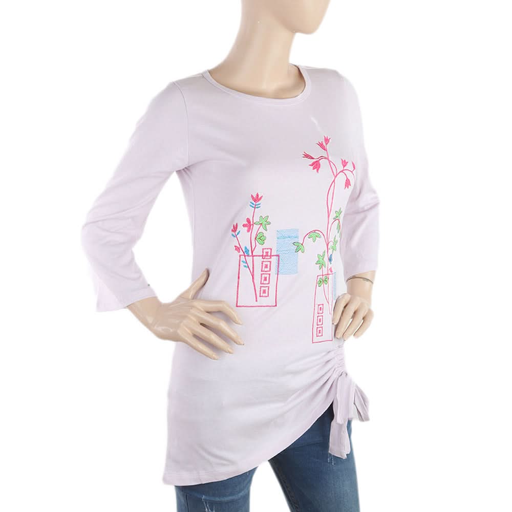 Women's Front Bottom Embroidered Top - Purple, Women, T-Shirts And Tops, Chase Value, Chase Value