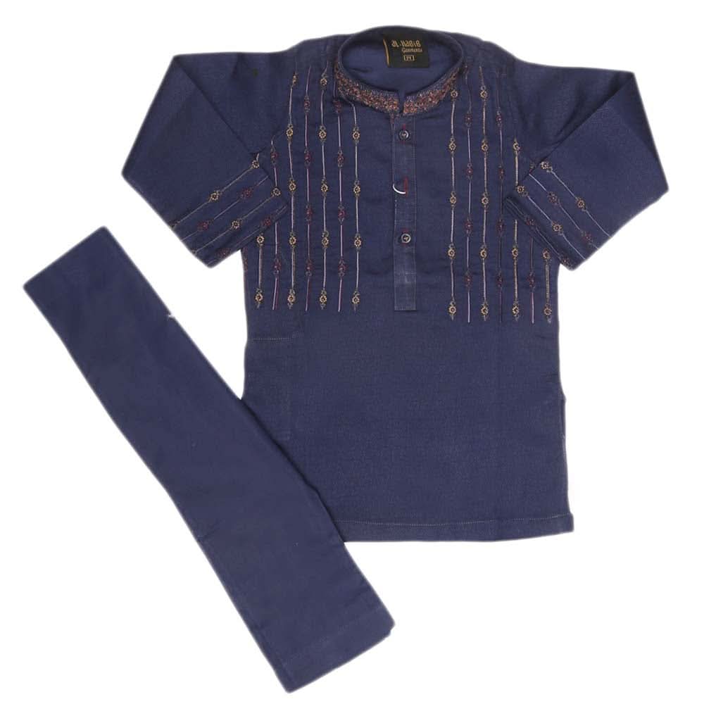 Boys Embroidered Shalwar Kameez - Navy Blue, Kids, Boys Shalwar Kameez, Chase Value, Chase Value