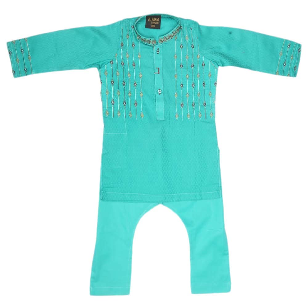 Boys Embroidered Shalwar Kameez - Sea Green, Kids, Boys Shalwar Kameez, Chase Value, Chase Value