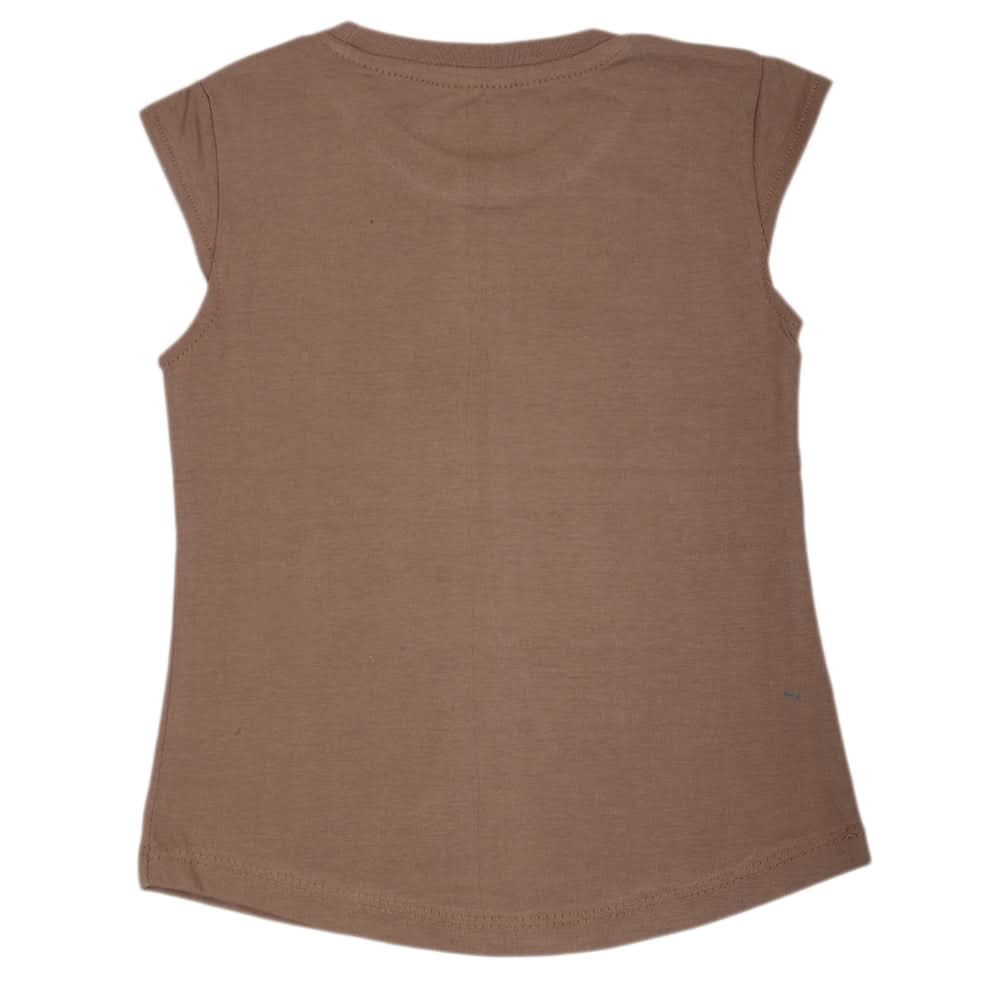 Girls Printed Half Sleeves T-Shirt 4692 - Light Brown, Kids, Girls T-Shirts, Chase Value, Chase Value