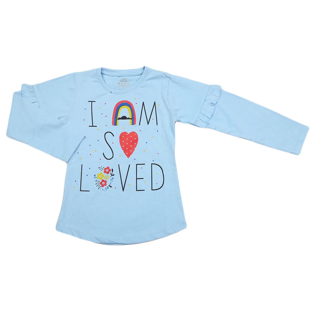 Girls Full Sleeves Jersey T-Shirt - Blue, Kids, Girls T-Shirts, Chase Value, Chase Value