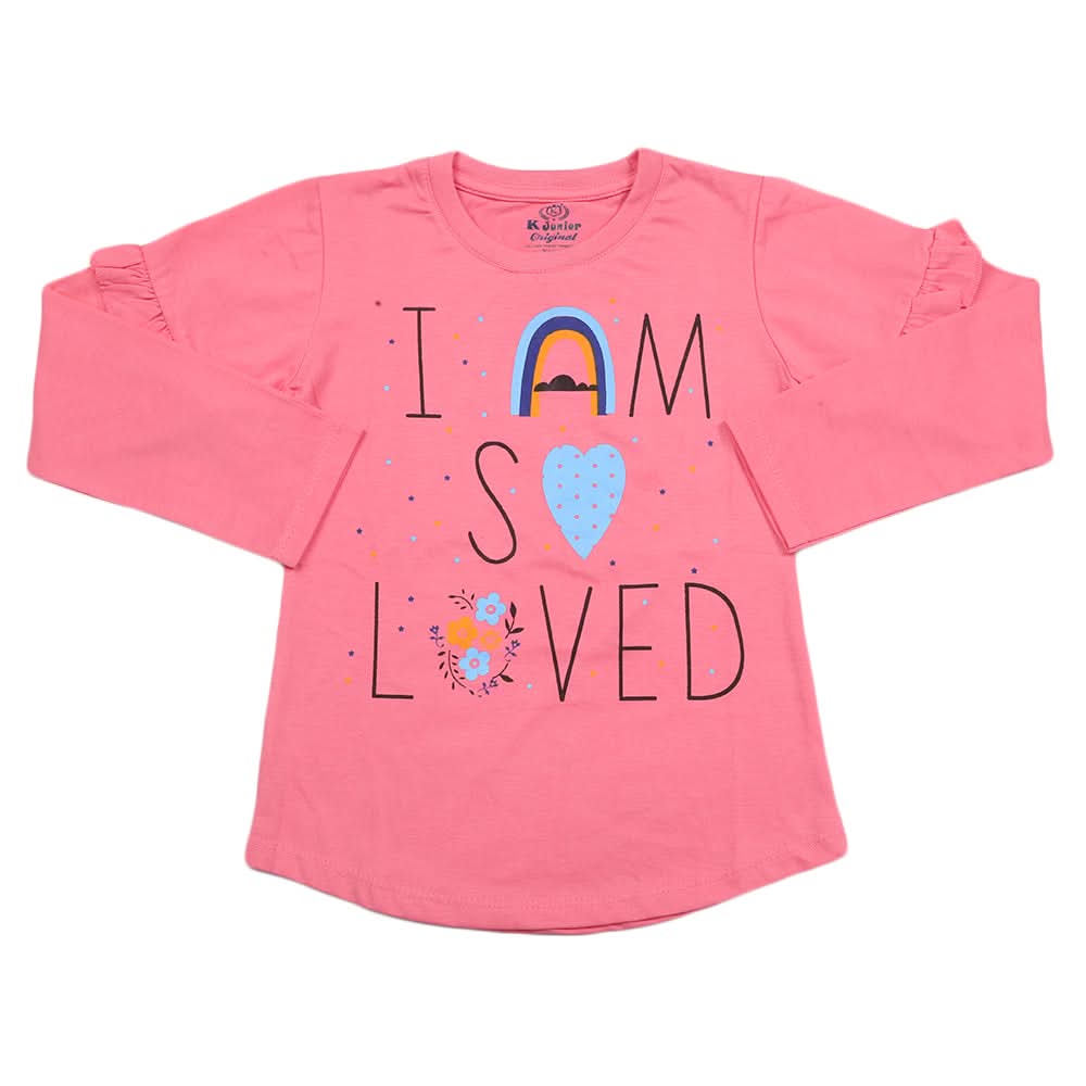 Girls Full Sleeves Jersey T-Shirt - Pink, Kids, Girls T-Shirts, Chase Value, Chase Value
