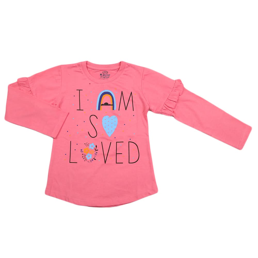 Girls Full Sleeves Jersey T-Shirt - Pink, Kids, Girls T-Shirts, Chase Value, Chase Value